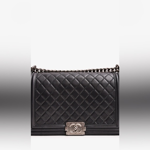 CHANEL™ 2014 BLACK QUILTED LEATHER LARGE BOY BAG - Picture 2 of 5